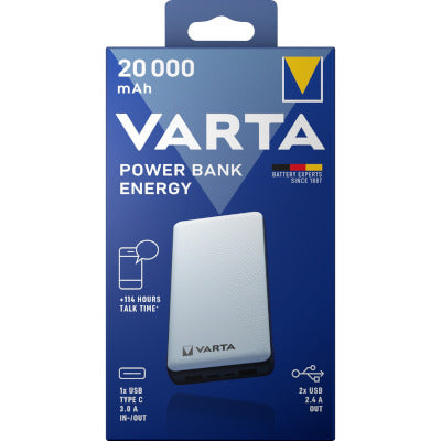 VARTA Powerbank Energy 20000 (weiß/schwarz, 20.000 mAh)