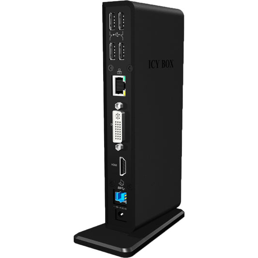 ICY BOX USB 3.0 Stazione di Docking Doppia IB-DK2241AC 1x DVI 1x HDMI 2048x1152 Px LAN Gigabit 2x USB 3.0 4x USB 2.0 Hub Audio 1xUSB BC1.2