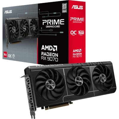 ASUS Radeon RX 9070 PRIME GAMING OC, Grafikkarte (grau, RDNA4, GDDR6, 3x DisplayPort, 1x HDMI)